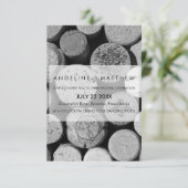 Elegant Black and White Wine Cork Weddencard Kaart (Staand voorkant)