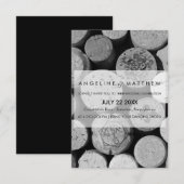 Elegant Black and White Wine Cork Weddencard Kaart (Voorkant / Achterkant)