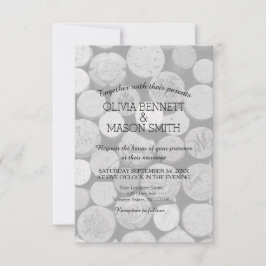 Elegant Black and White Wine Cork Weddencard Kaart
