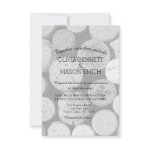 Elegant Black and White Wine Cork Weddencard