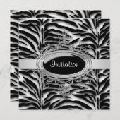 Elegant Black and White Zebra Party Kaart (Voorkant / Achterkant)