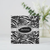 Elegant Black and White Zebra Party Kaart (Staand voorkant)