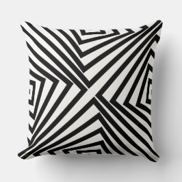 Elegant Black Angular Pattern White Kussen