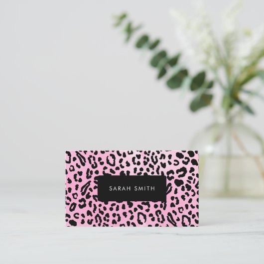 Elegant Black Animal Print Professional Visitekaartje (Staand voorkant)