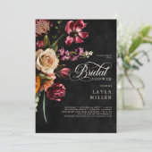 Elegant Black Autumn Floral Script Vrijgezellenfee Kaart (Staand voorkant)