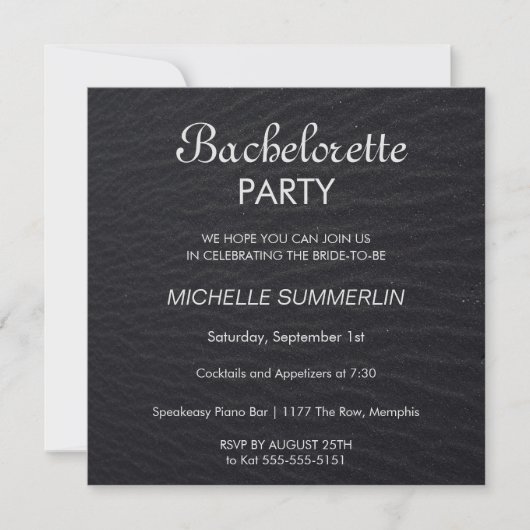 Elegant Black Bachelorette Party Invitation Kaart (Voorkant)
