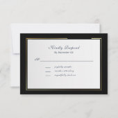 Elegant Black Background Gold Frame RSVP (Voorkant)
