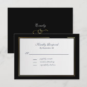 Elegant Black Background Gold Frame RSVP (Voorkant / Achterkant)