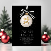 Elegant Black Bauble Kerstfeestay Brunch Kaart