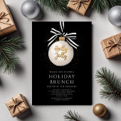 Elegant Black Bauble Kerstfeestay Brunch Kaart
