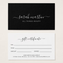 Elegant Black Beauty Salon Gift Certificate