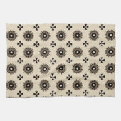 Elegant Black & Beige Geometric Pattern Theedoek (Horizontaal)