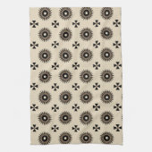 Elegant Black & Beige Geometric Pattern Theedoek (Verticaal)