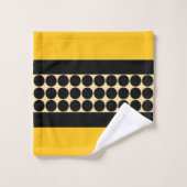 Elegant black beige & yellow dots monogram name bad handdoek (Wasdoekje)