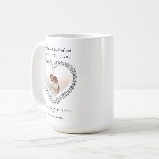 Elegant Black Best Husband Photo Valentijnsdag Koffiemok (Voorkant links)