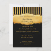 Elegant Black Birthday Party Mannen Gold Stripe Ma Kaart (Achterkant)
