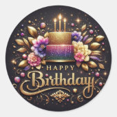 Elegant black birthday sticker  (Voorkant)