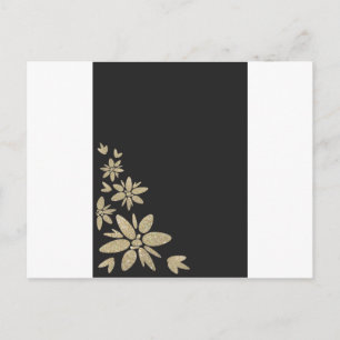 Elegant Black blank nodig met goudbloemen Uitnodiging Briefkaart