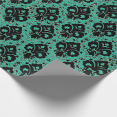 Elegant  Black Blauwgroen Blue Green Damask Cadeaupapier (Hoek)