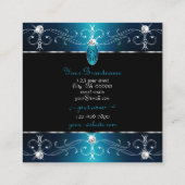 Elegant Black Blauwgroen Blue  Ornamenten Initiale Vierkante Visitekaartje (Achterkant)