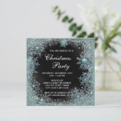 Elegant Black Blauwgroen Blue Snowflake kerstfeest Kaart (Staand voorkant)