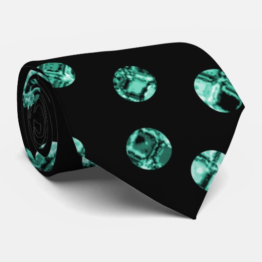 Elegant Black Blauwgroen Diamond Gem Pattern Stropdas (Opgerold)