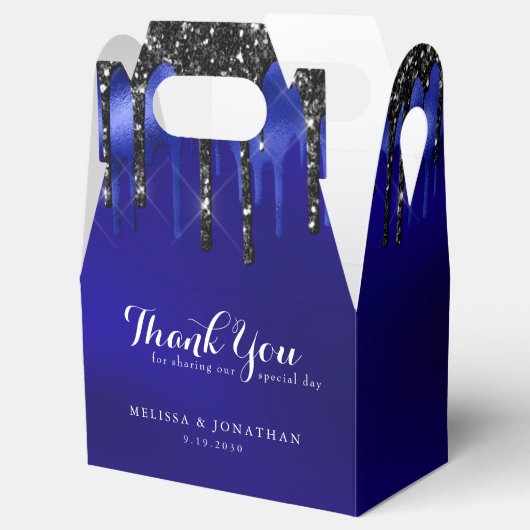 Elegant Black Blue Glitter bestuurt politie bruilo Bedankdoosjes (Geopend)