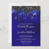 Elegant Black Blue Glitter bestuurt politie bruilo Kaart (Voorkant)
