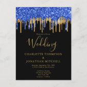 Elegant Black Blue Glitter-drift Briefkaart (Voorkant)