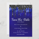 Elegant Black Blue Glitter Drift Weddenschap Kaart (Voorkant)