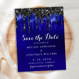 Elegant Black Blue Glitter-schijven besparen de da Briefkaart