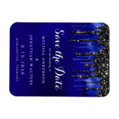 Elegant Black Blue Glitter-schijven besparen de da Magneet (Horizontaal)