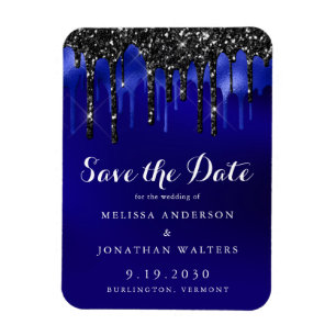 Elegant Black Blue Glitter-schijven besparen de da Magneet