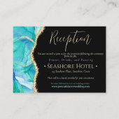 Elegant Black Blue Glitter Waterverf Weddenschap Informatiekaartje (Voorkant)