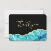 Elegant Black Blue Glitter Waterverf Weddenschap RSVP Kaartje (Achterkant)