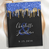 Elegant Black Blue Glitter Wedding Guestbook Notitieboek