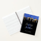 Elegant Black Blue Glitter Wedding Guestbook Notitieboek (Binnen)