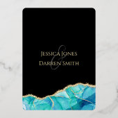 Elegant Black Blue Gold Foil Weduwuitnodiging Folie Uitnodiging (Achterkant)