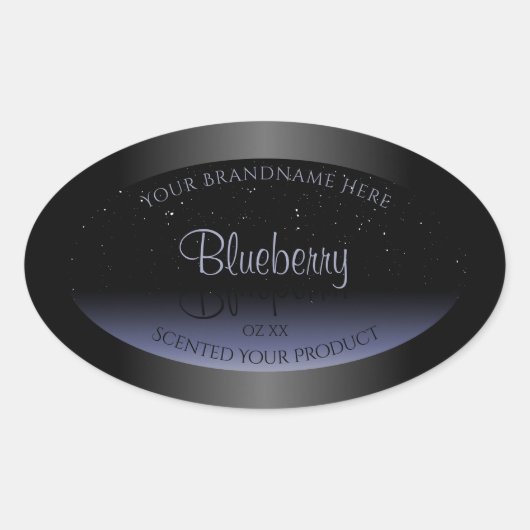Elegant Black Blue Gradient Product Labels Glitter (Voorkant)