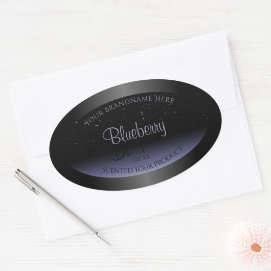 Elegant Black Blue Gradient Product Labels Glitter (Envelop)