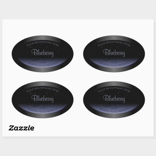 Elegant Black Blue Gradient Product Labels Glitter (Vel)
