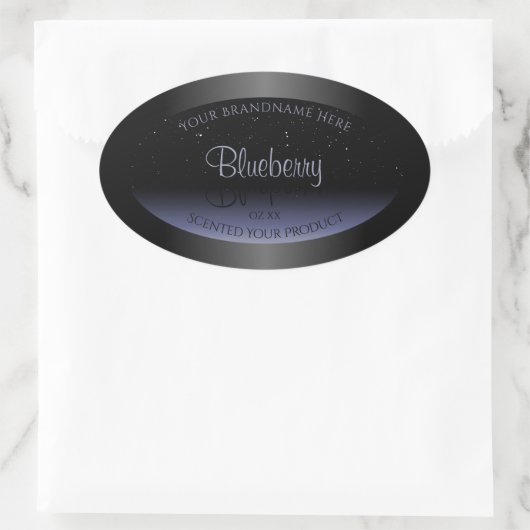 Elegant Black Blue Gradient Product Labels Glitter (Tas)