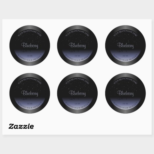 Elegant Black Blue Gradient Product Labels Glitter (Vel)