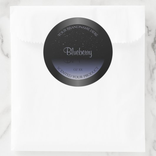 Elegant Black Blue Gradient Product Labels Glitter (Tas)