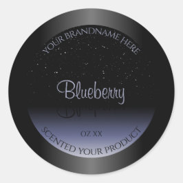 Elegant Black Blue Gradient Product Labels Glitter