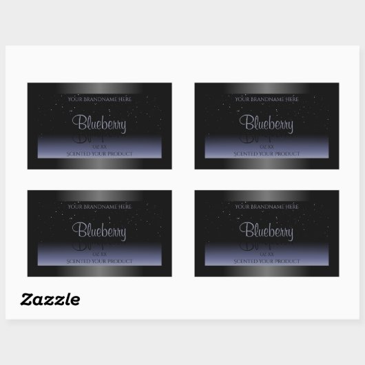 Elegant Black Blue Gradient Product Labels Glitter (Vel)