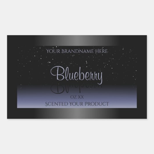 Elegant Black Blue Gradient Product Labels Glitter (Voorkant)