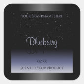 Elegant Black Blue Gradient Product Labels Glitter (Voorkant)