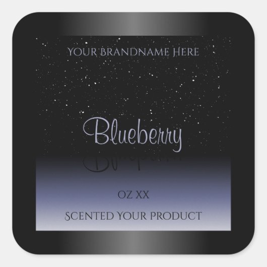 Elegant Black Blue Gradient Product Labels Glitter (Voorkant)