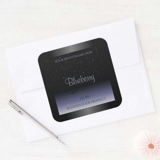 Elegant Black Blue Gradient Product Labels Glitter (Envelop)